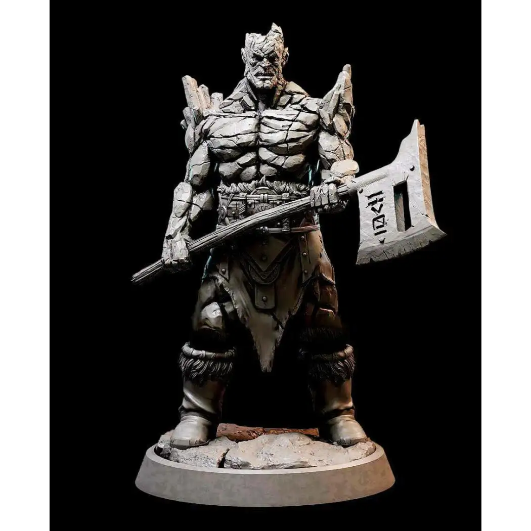 100mm 3D Print Model Kit Stone Golem Warrior Barbarian Unpainted - Model-Fan-Store