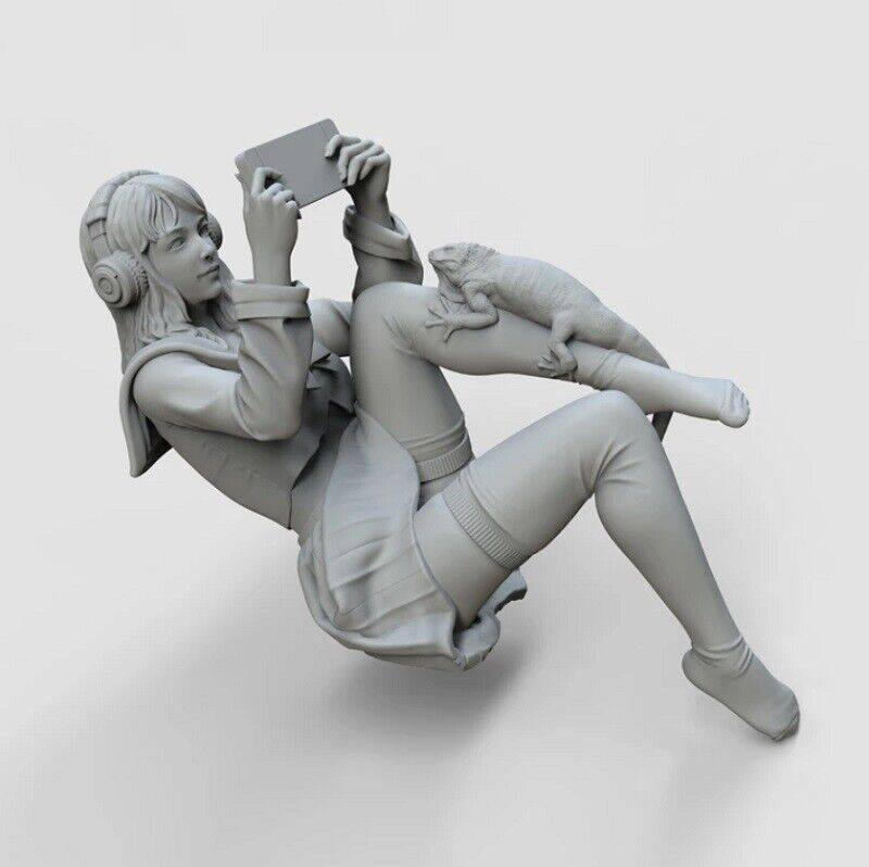 48mm Resin Model Kit Modern Asian Beautiful Girl Player Unpainted - Model-Fan-Store