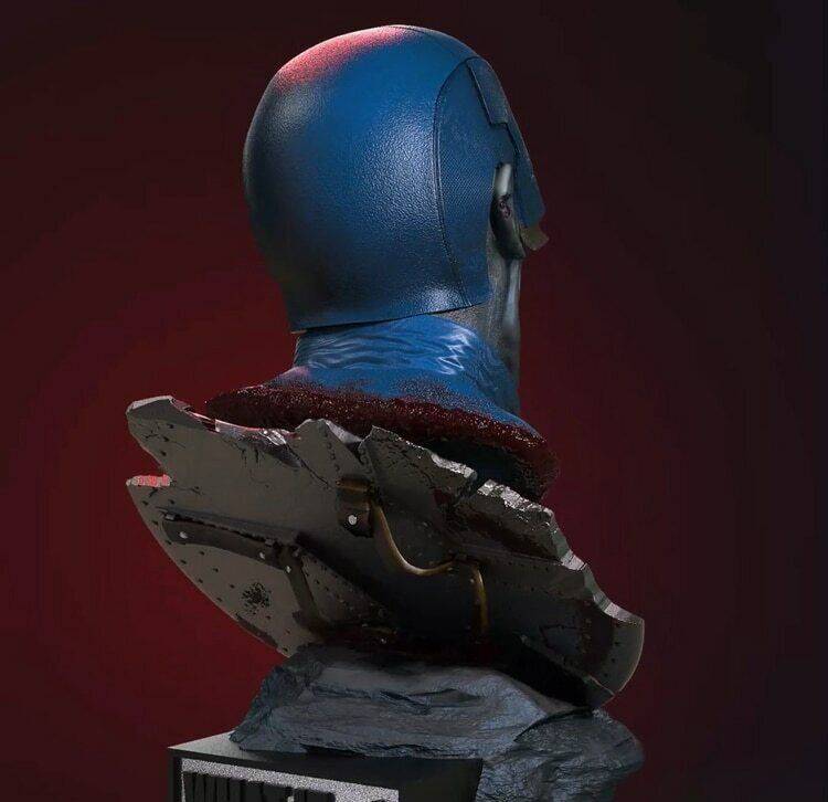 50mm BUST 3D Print Superhero Model Kit Captain America Zombi Unpainted - Model-Fan-Store