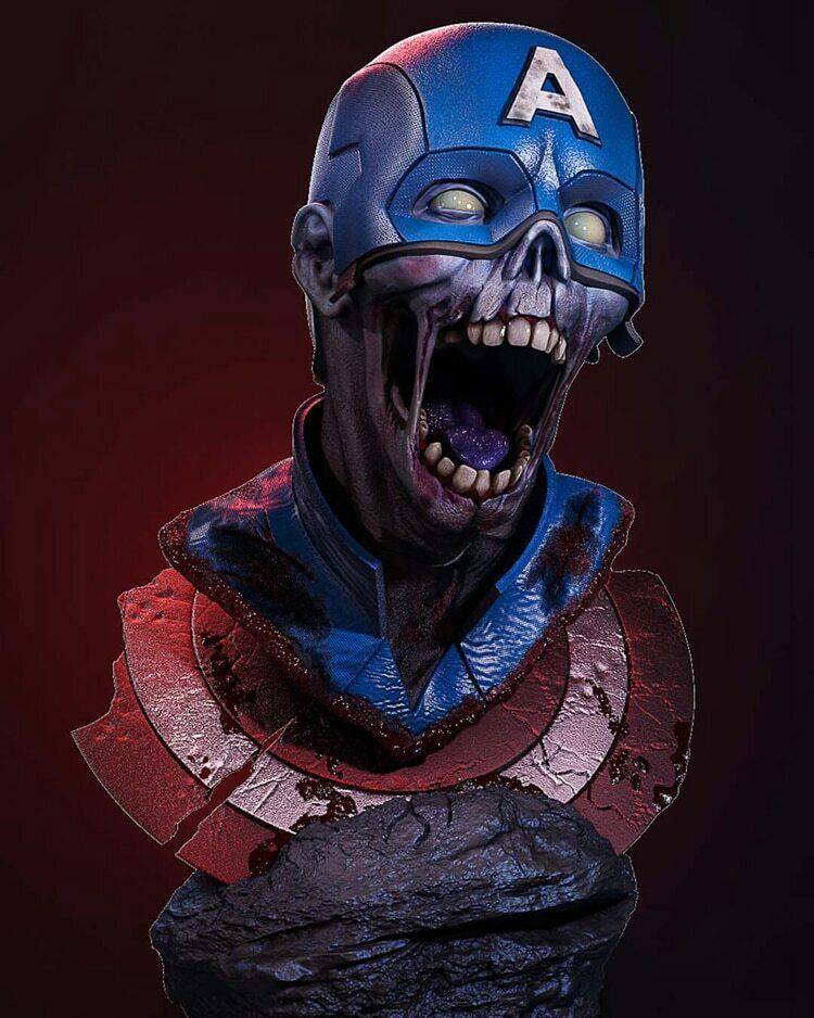 50mm BUST 3D Print Superhero Model Kit Captain America Zombi Unpainted - Model-Fan-Store