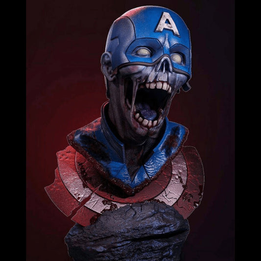 50mm BUST 3D Print Superhero Model Kit Captain America Zombi Unpainted
