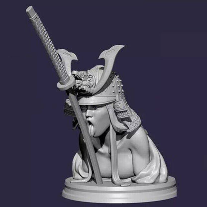 55mm BUST Resin Model Kit Japan Beautiful Girl Banshee Samurai Kiss Unpainted - Model-Fan-Store