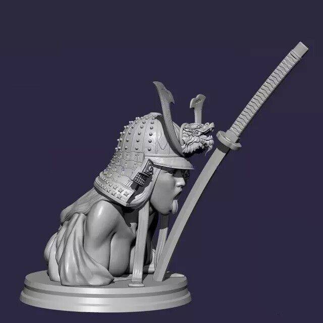 55mm BUST Resin Model Kit Japan Beautiful Girl Banshee Samurai Kiss Unpainted - Model-Fan-Store