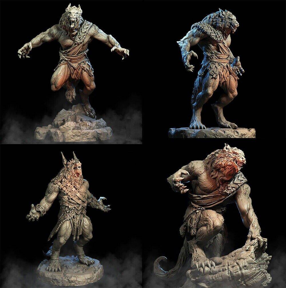 56mm 4pcs 3D Print Model Kit Warrior Werewolf Unpainted - Model-Fan-Store