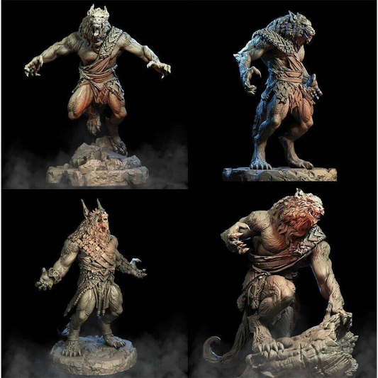 56mm 4pcs 3D Print Model Kit Warrior Werewolf Unpainted - Model-Fan-Store