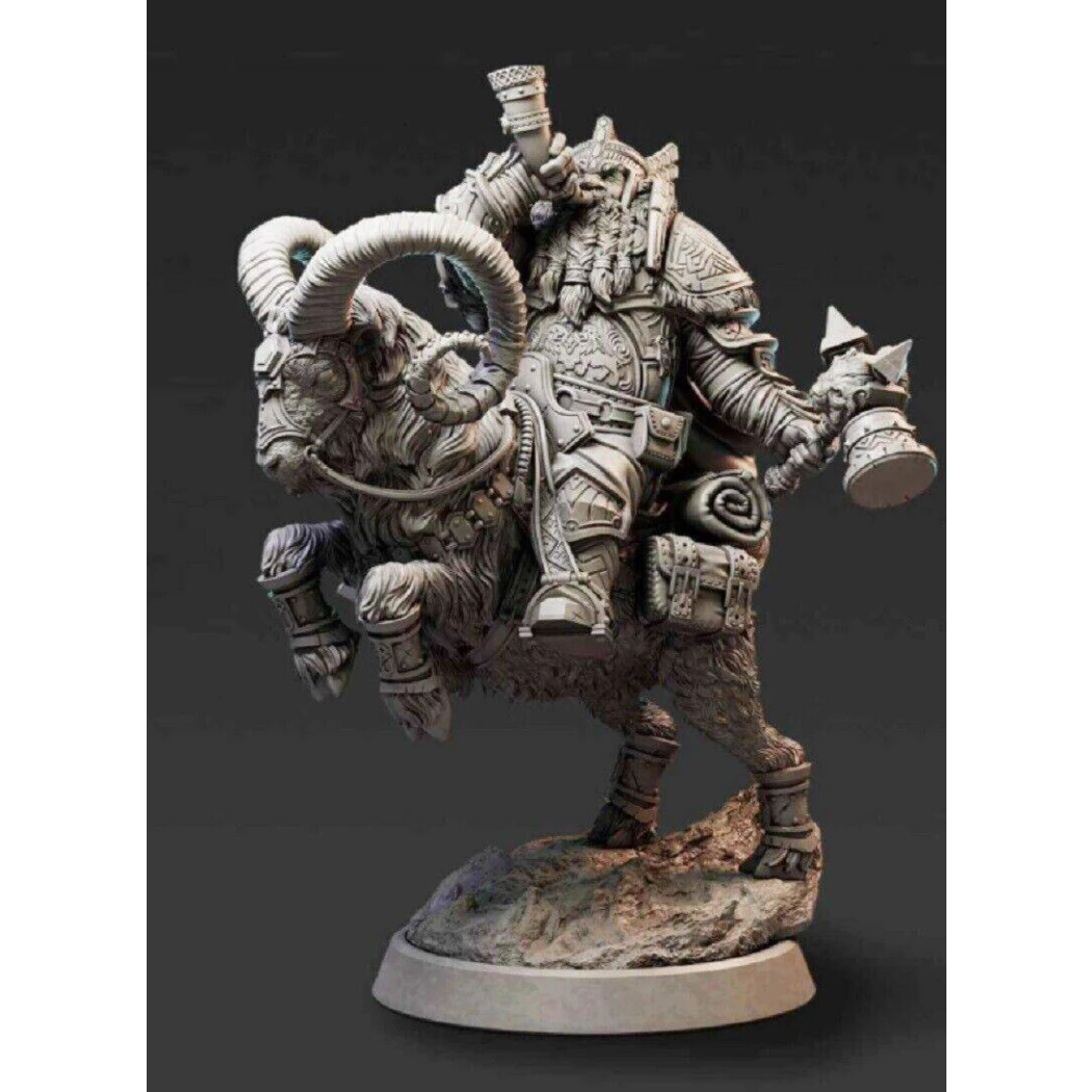 56mm Resin Model Kit Goat and Dwarf Warrior Unpainted - Model-Fan-Store