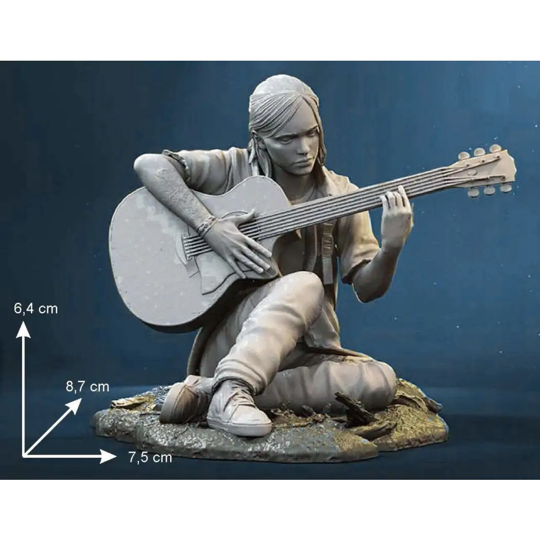 60mm 3D Print Model Kit Girl Ellie with Guitar Unpainted - Model-Fan-Store