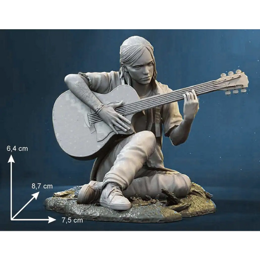 60mm 3D Print Model Kit Girl Ellie with Guitar Unpainted - Model-Fan-Store
