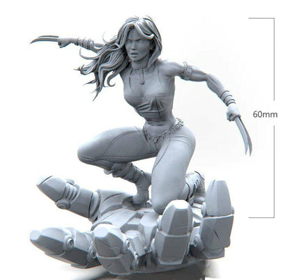 60mm 3D Print Model Kit Modern Beautiful Girl Woman Wolverine Unpainted - Model-Fan-Store