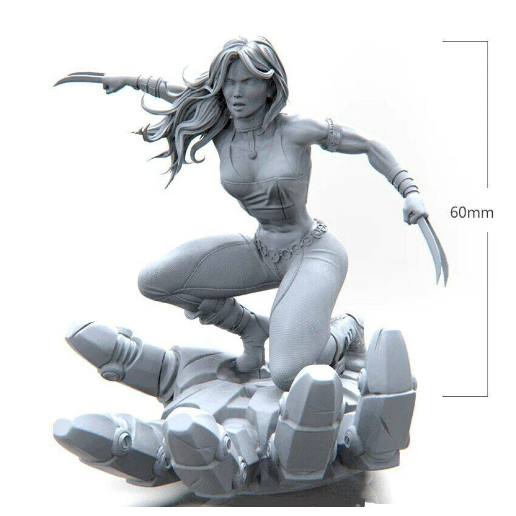 60mm 3D Print Model Kit Modern Beautiful Girl Woman Wolverine Unpainted - Model-Fan-Store