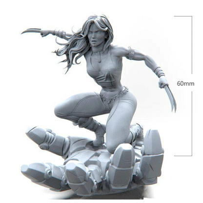 60mm 3D Print Model Kit Modern Beautiful Girl Woman Wolverine Unpainted - Model-Fan-Store