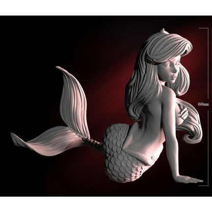 60mm 3D Print model Kit Nudes Beautiful Girl Woman Mermaid Fairy Tales Unpainted - Model-Fan-Store