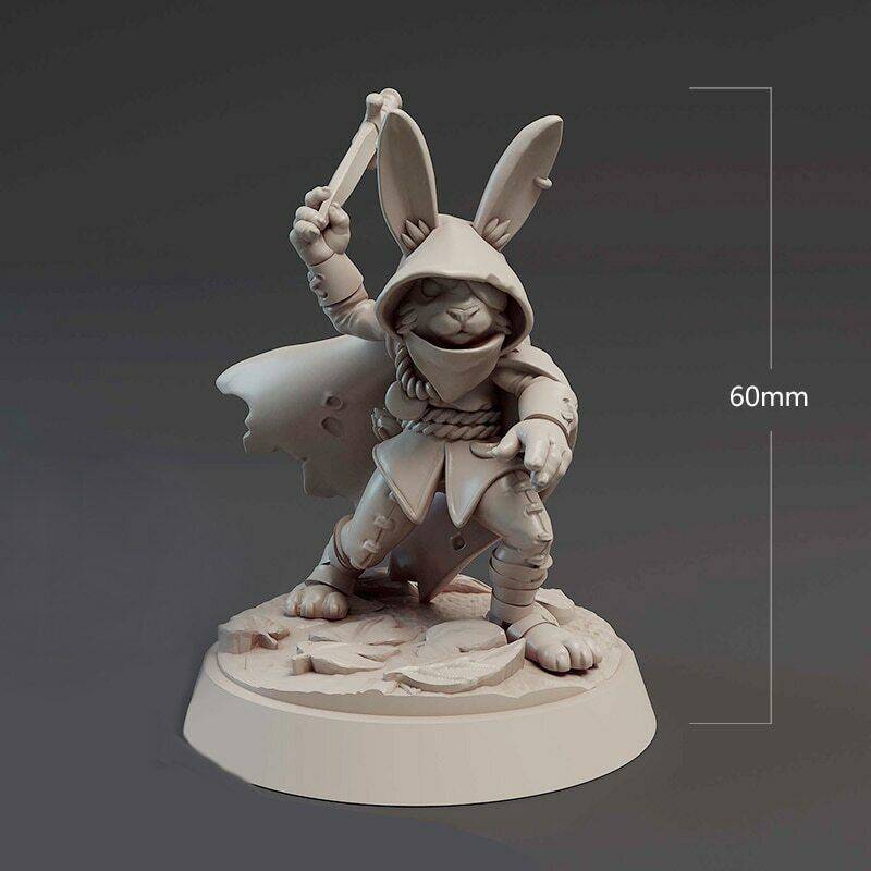 60mm 3D Print Model Kit Rabbit Warrior Fantasy Unpainted - Model-Fan-Store