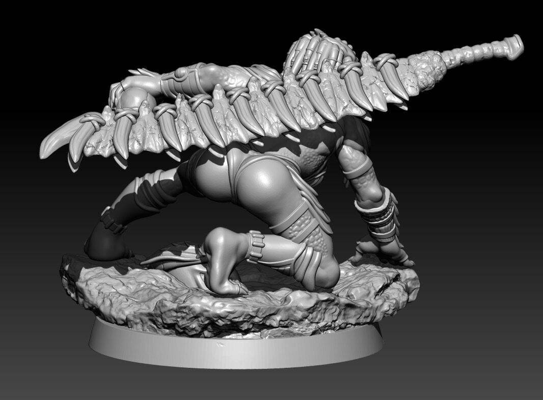 60mm 3D Print Model Kit Warrior Girl Alien Monster Unpainted - Model-Fan-Store