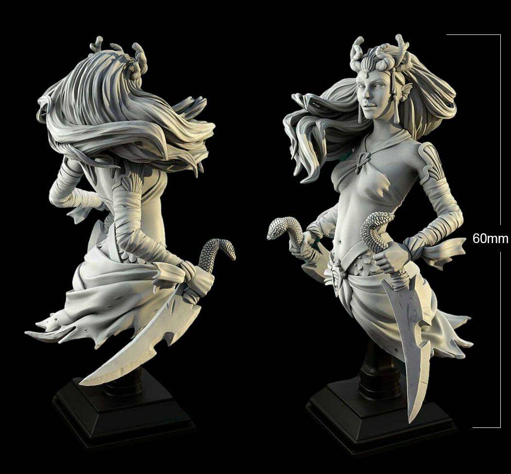 60mm BUST 3D Print Model Kit Beautiful Girl Woman Warrior Assassin Unpainted - Model-Fan-Store