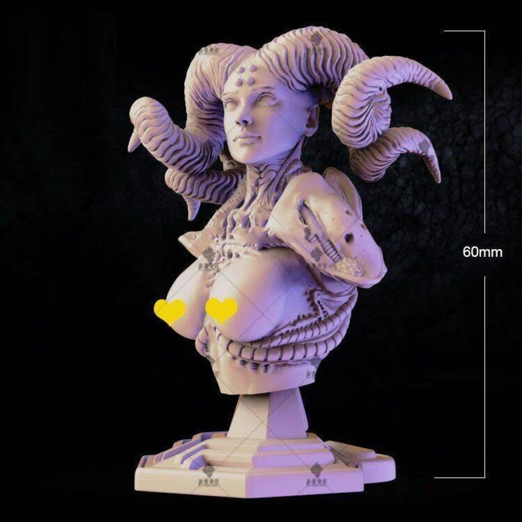 60mm BUST 3D Print Model Kit Nudes Beautiful Girl Woman Devil Unpainted - Model-Fan-Store