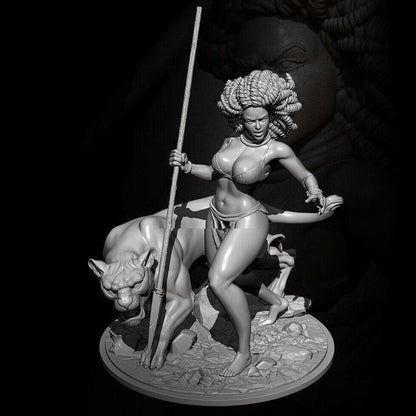 60mm Resin Model Kit Beautiful Girl Woman Barbarian Hunter Unpainted - Model-Fan-Store