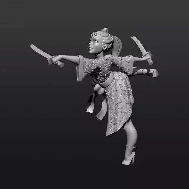 65mm Resin Model Kit Asian Beautiful Girl Samurai Unpainted - Model-Fan-Store