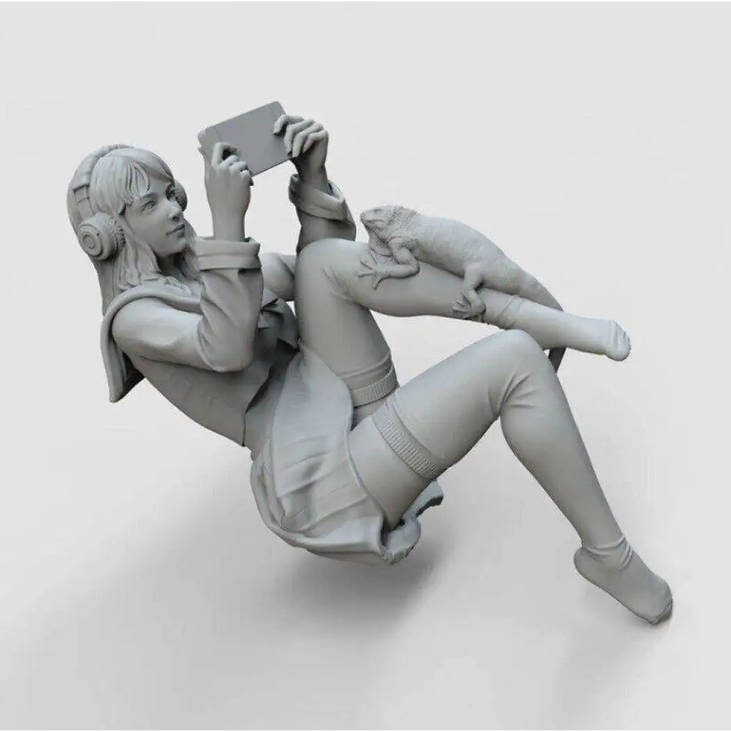 69mm Resin Model Kit Modern Asian Beautiful Girl Player Unpainted - Model-Fan-Store