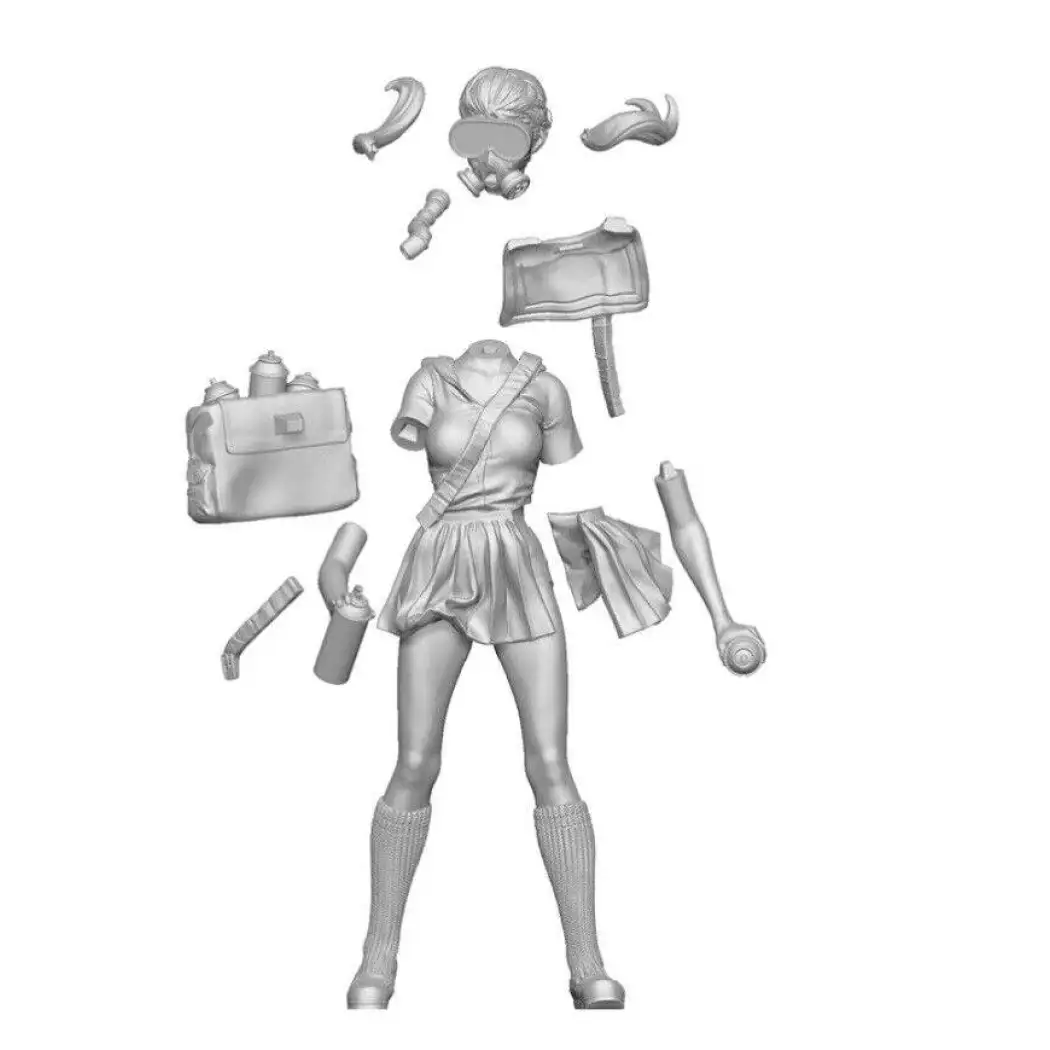 69mm Resin Model Kit Modern Asian Beautiful Girl Street Art Unpainted - Model-Fan-Store