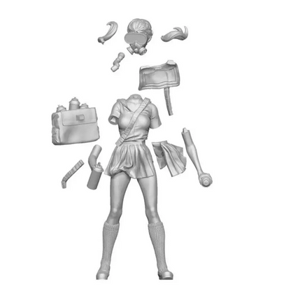 69mm Resin Model Kit Modern Asian Beautiful Girl Street Art Unpainted - Model-Fan-Store