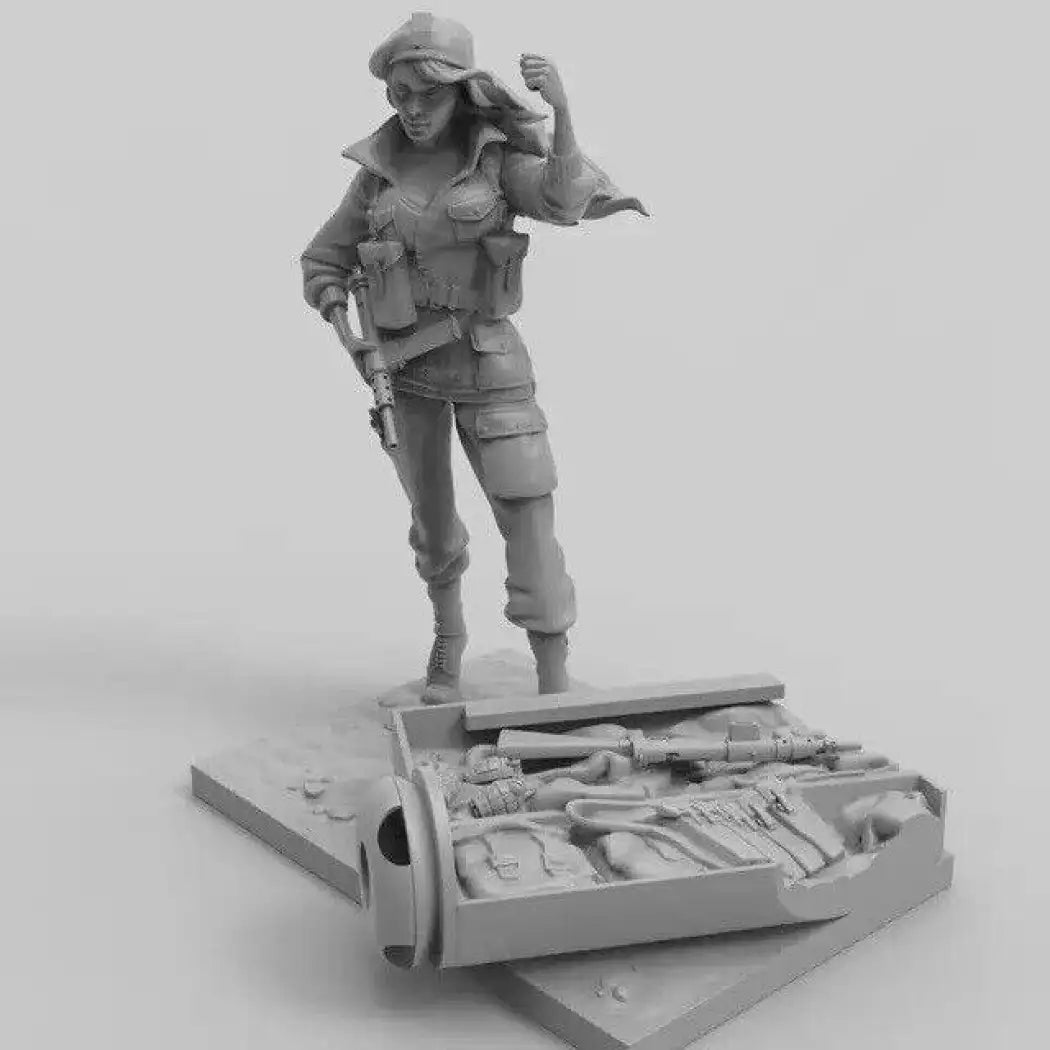 70mm Resin Model Kit Beautiful Girl Woman Soldier Unpainted - Model-Fan-Store