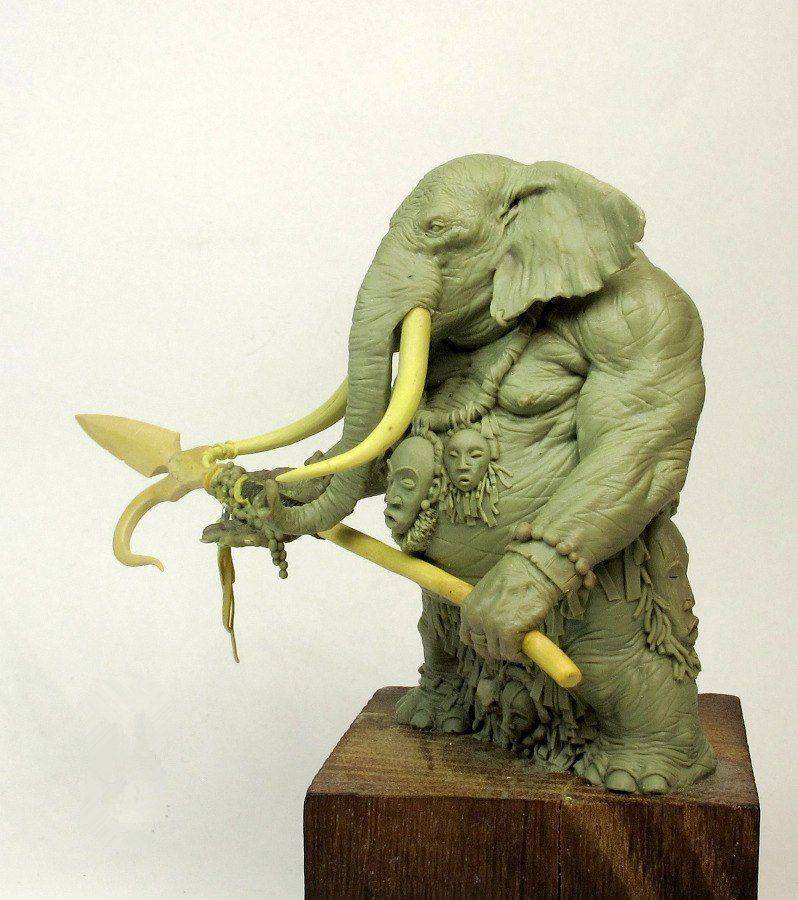 75mm Resin Model Kit Elephant Warrior (no base) Fairy Tales Unpainted - Model-Fan-Store