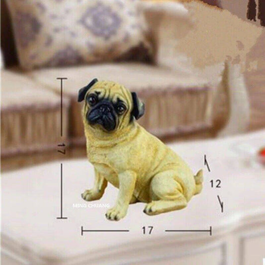 Cute Puppy Statue Animal Pug Resin Home Decor 7" Action Plastic Collectible Model - Model-Fan-Store