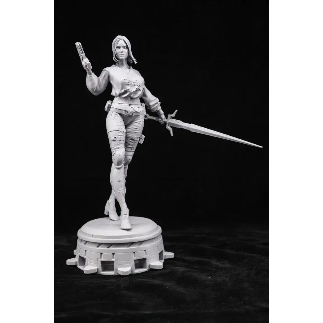 1/18 100mm 3D Print Cyberpunk Model Kit Beautiful Girl Shooter Unpainted - Model-Fan-Store