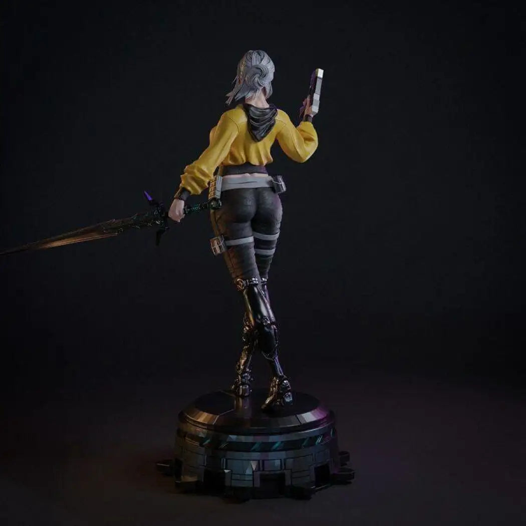 1/18 100mm 3D Print Cyberpunk Model Kit Beautiful Girl Shooter Unpainted - Model-Fan-Store