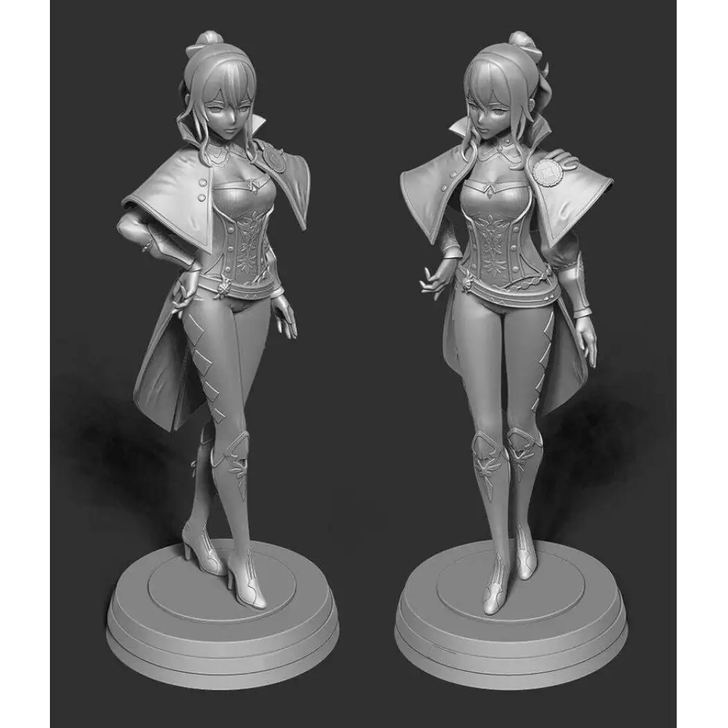 1/18 100mm 3D Print Model Kit Asian Beautiful Girl Jean Anime Unpainted - Model-Fan-Store