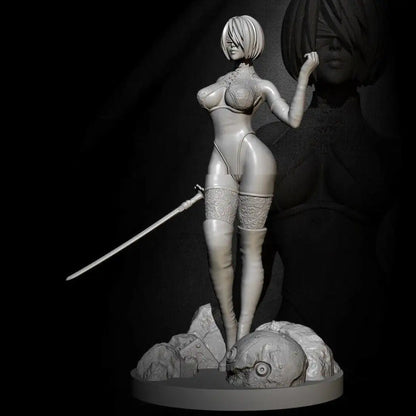 1/18 100mm 3D Print Model Kit Asian Beautiful Girl Samurai Unpainted - Model-Fan-Store
