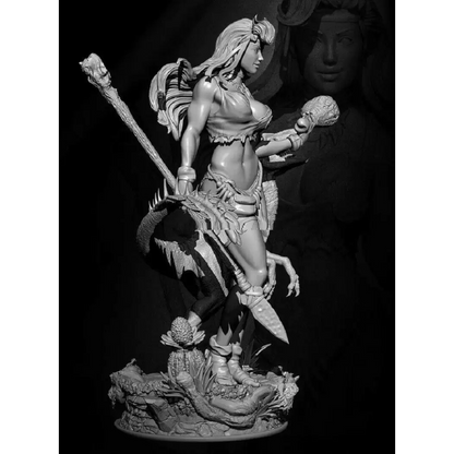 1/18 100mm 3D Print Model Kit Beautiful Girl Barbarian Amazon and Dinosaur Unpainted - Model-Fan-Store