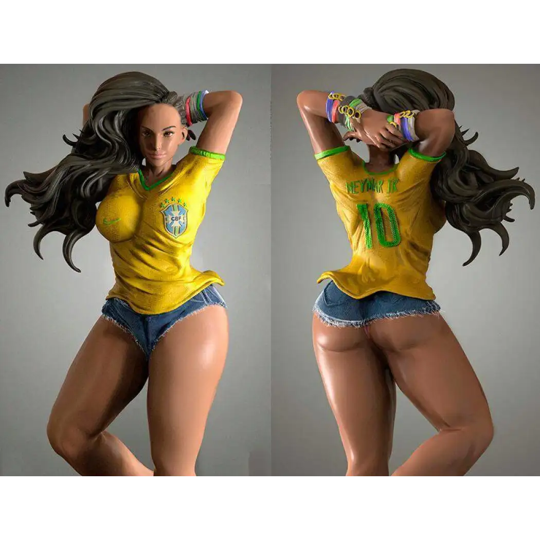 1/18 100mm 3D Print Model Kit Beautiful Girl Football Fan Neymar Unpainted - Model-Fan-Store