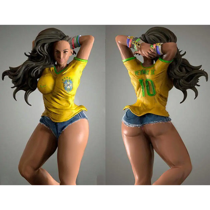 1/18 100mm 3D Print Model Kit Beautiful Girl Football Fan Neymar Unpainted - Model-Fan-Store