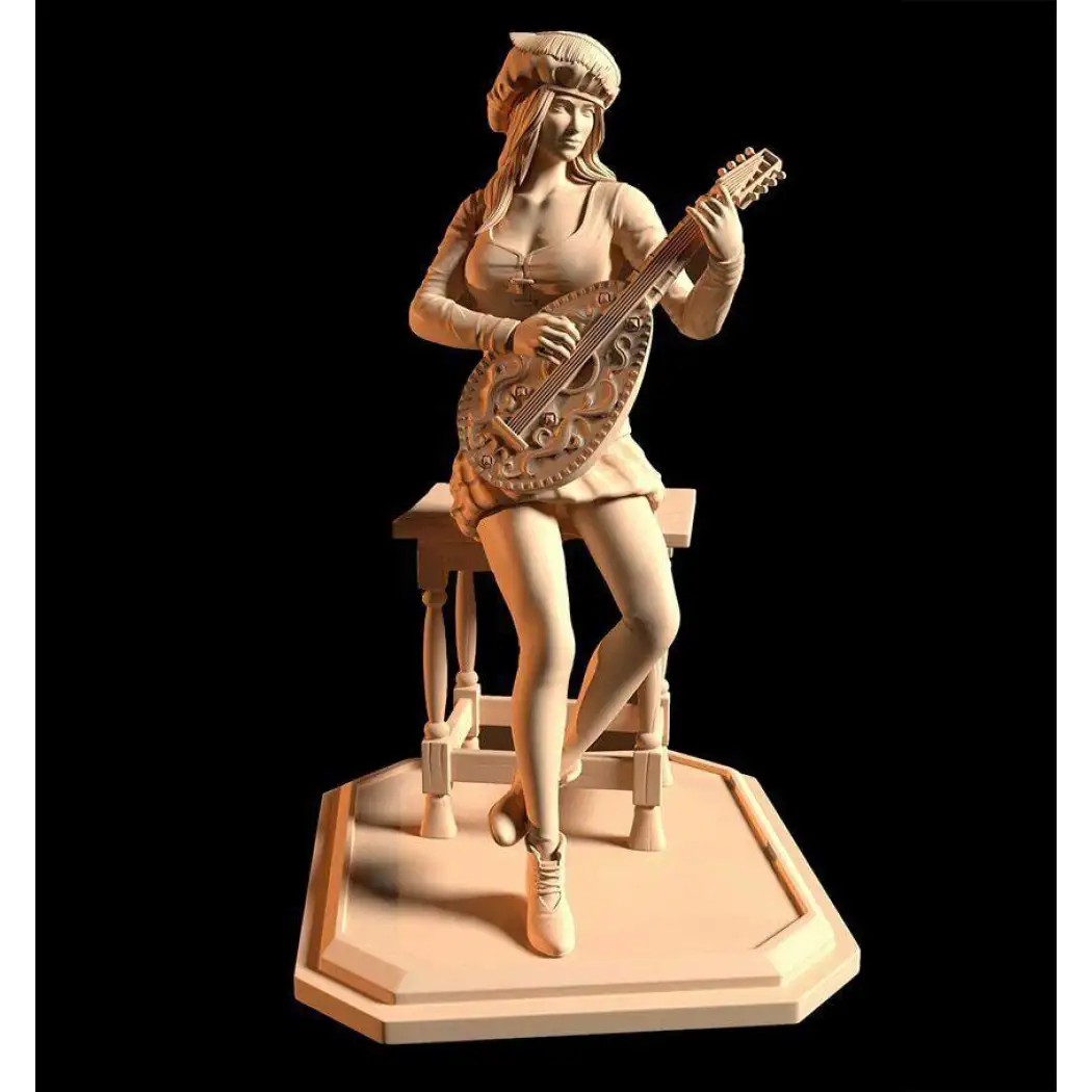 1/18 100mm 3D Print Model Kit Beautiful Girl Musician with Lute Unpainted - Model-Fan-Store