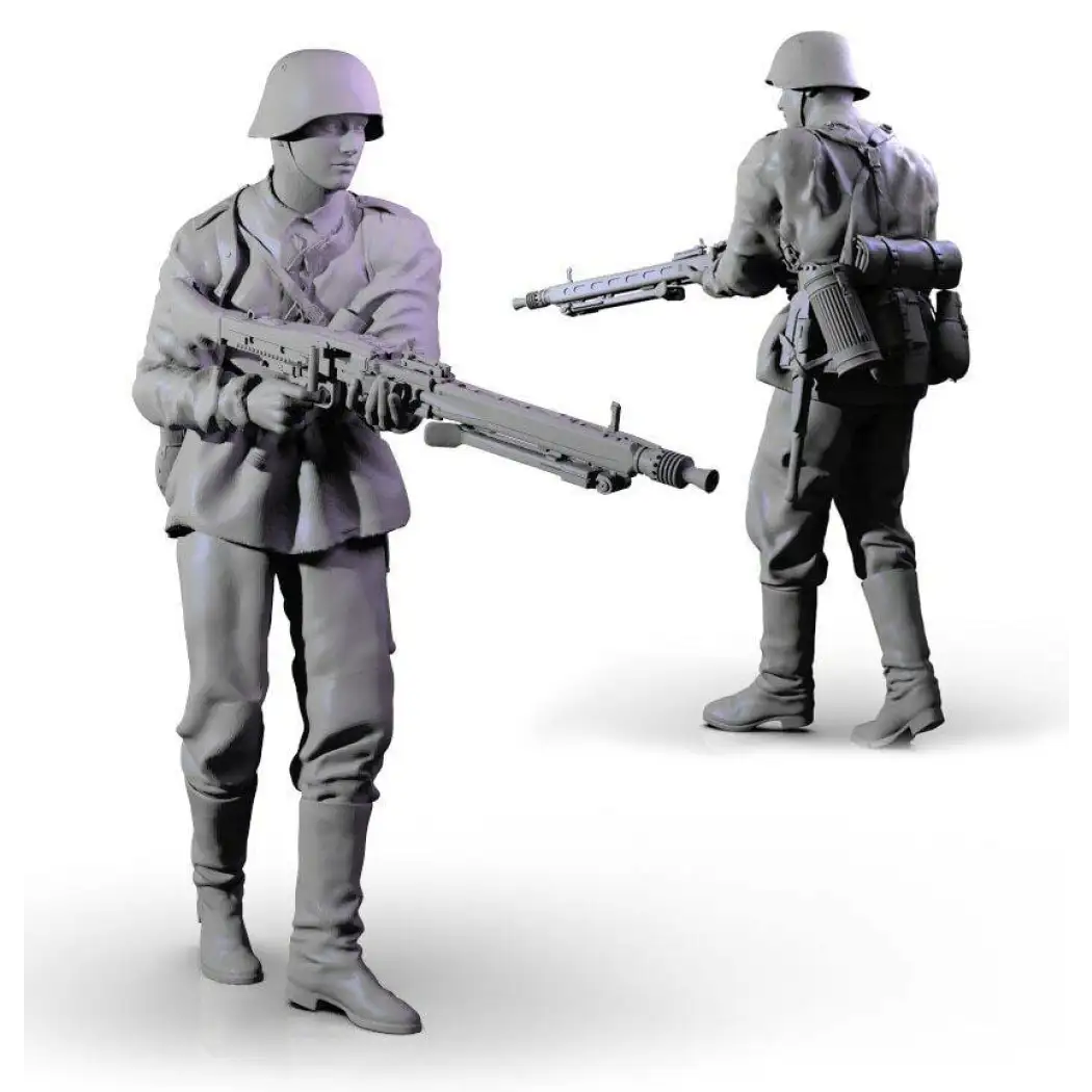 1/18 100mm 3D Print Model Kit German Soldier Machine Gunner WW2 Unpainted - Model-Fan-Store