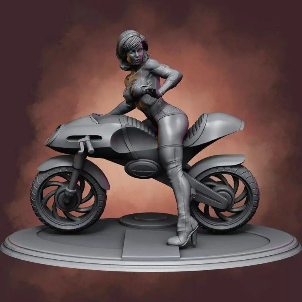 1/18 100mm 3D Print Model Kit Modern Beautiful Girl with Moto Speed Unpainted - Model-Fan-Store