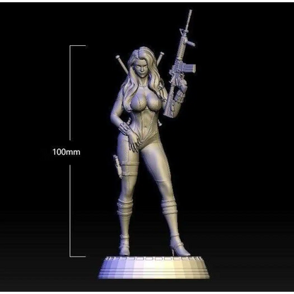 1/18 100mm 3D Print Model Kit Modern Shooter Beautiful Girl Woman Unpainted - Model-Fan-Store