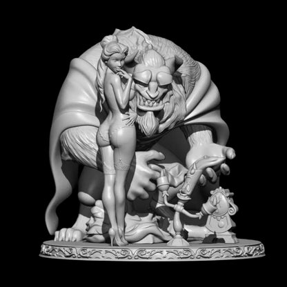 1/18 100mm 3D Print Model Kit Nudes Beautiful Girl Beauty and the Beast Unpainted - Model-Fan-Store