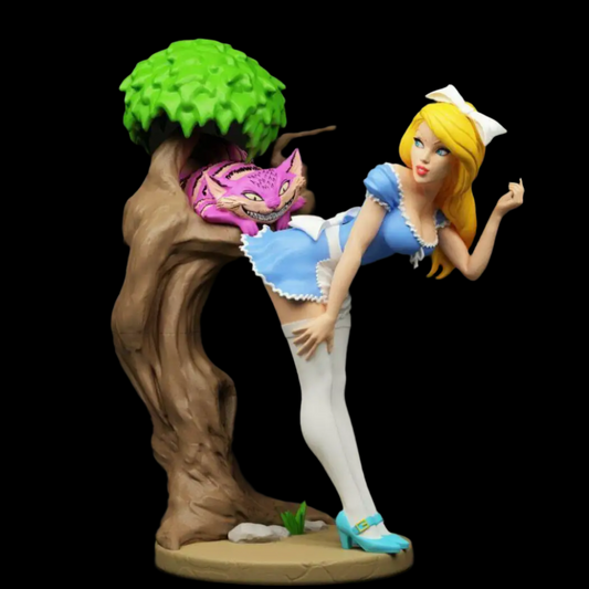 1/12 - 1/35 3D Print Model Kit Beautiful Girl Alice and Cat Unpainted