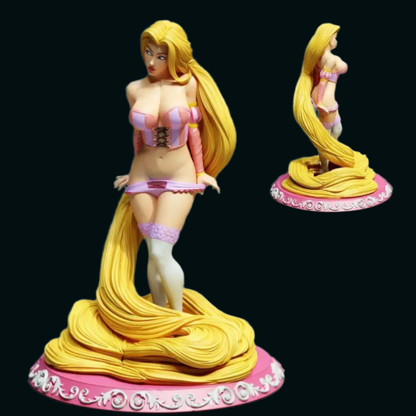 1/18 100mm 3D Print Model Kit Beautiful Girl Woman Rapunzel Unpainted