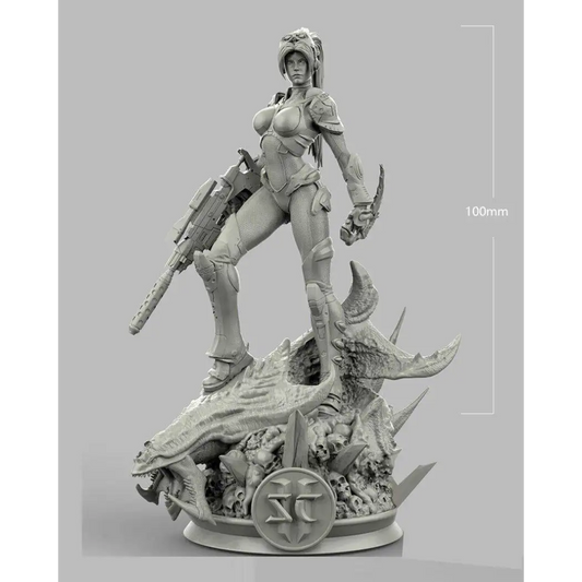 1/18 100mm 3D Print Model Kit Space Beautiful Girl Head Hunter Shooter Unpainted - Model-Fan-Store