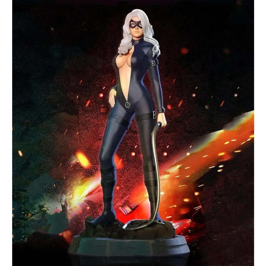 1/18 100mm 3D Print Superhero Model Kit Black Cat Beautiful Girl Unpainted - Model-Fan-Store