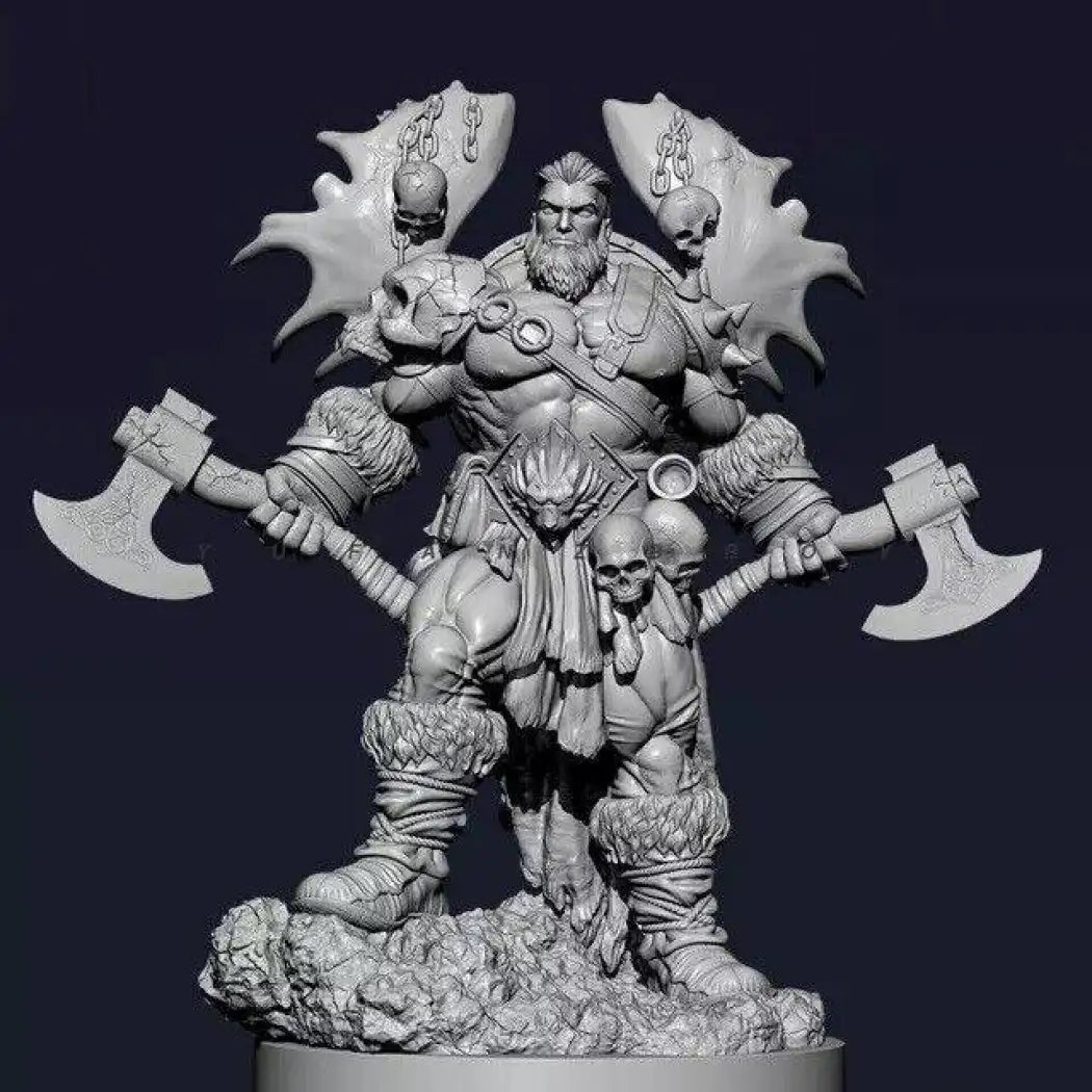 1/18 90mm Resin Model Kit Warrior with Two Axes Barbarian Unpainted - Model-Fan-Store