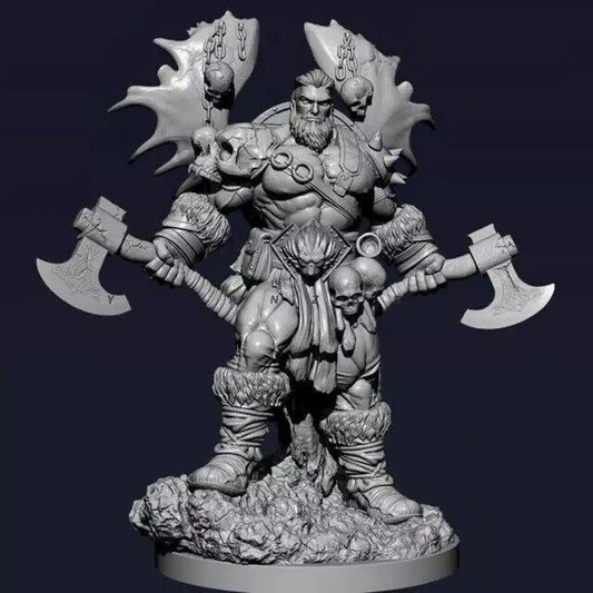 1/18 90mm Resin Model Kit Warrior with Two Axes Barbarian Unpainted - Model-Fan-Store