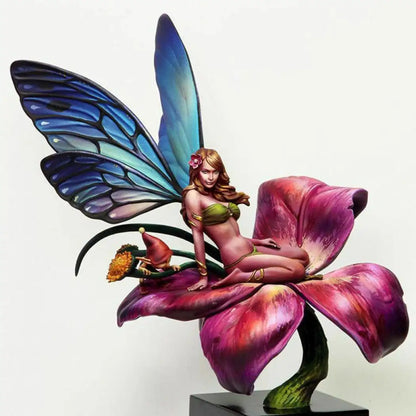 1/20 90mm Resin Model Kit Beautiful Girl Butterfly Fairy and Flower Unpainted - Model-Fan-Store