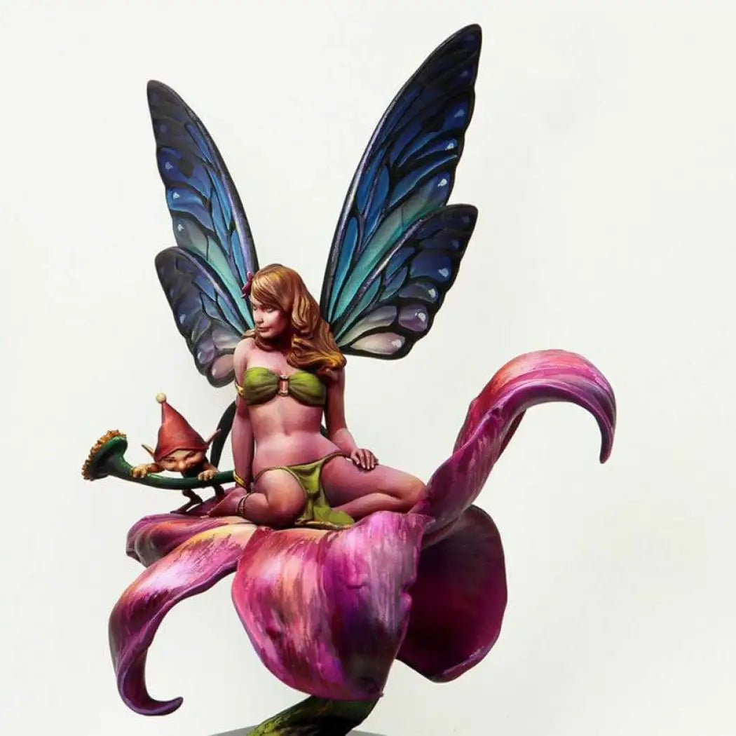 1/20 90mm Resin Model Kit Beautiful Girl Butterfly Fairy and Flower Unpainted - Model-Fan-Store