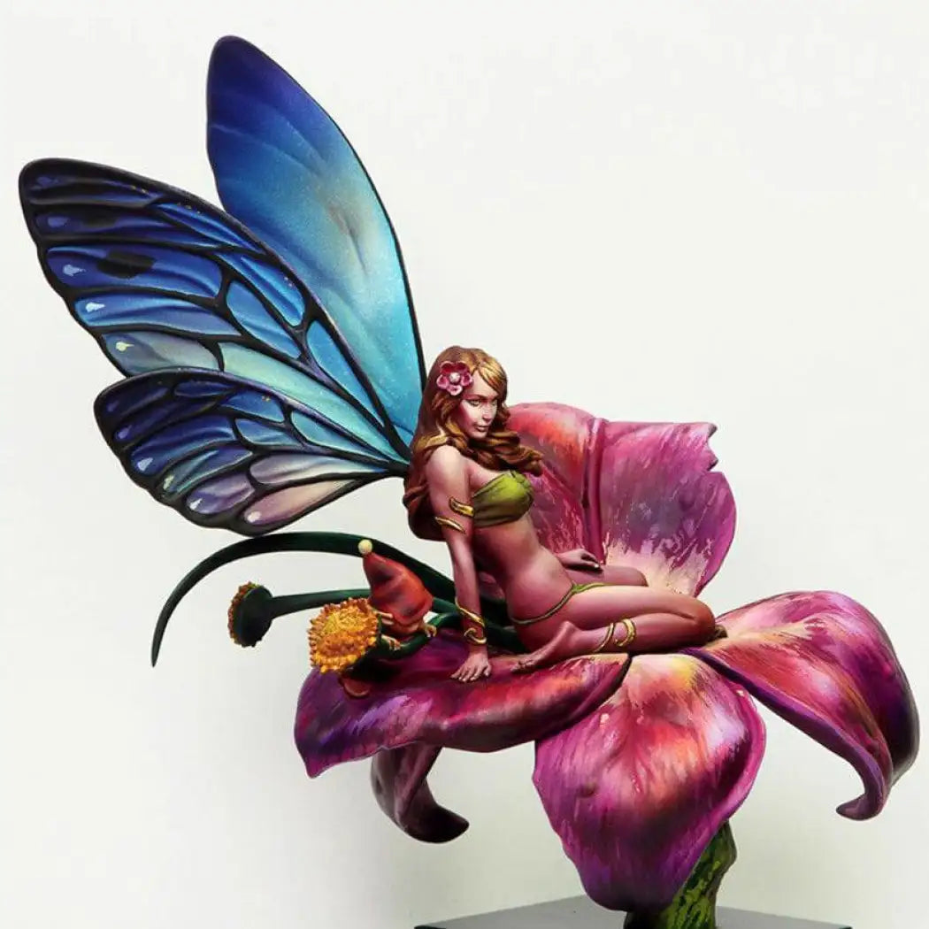 1/20 90mm Resin Model Kit Beautiful Girl Butterfly Fairy and Flower Unpainted - Model-Fan-Store