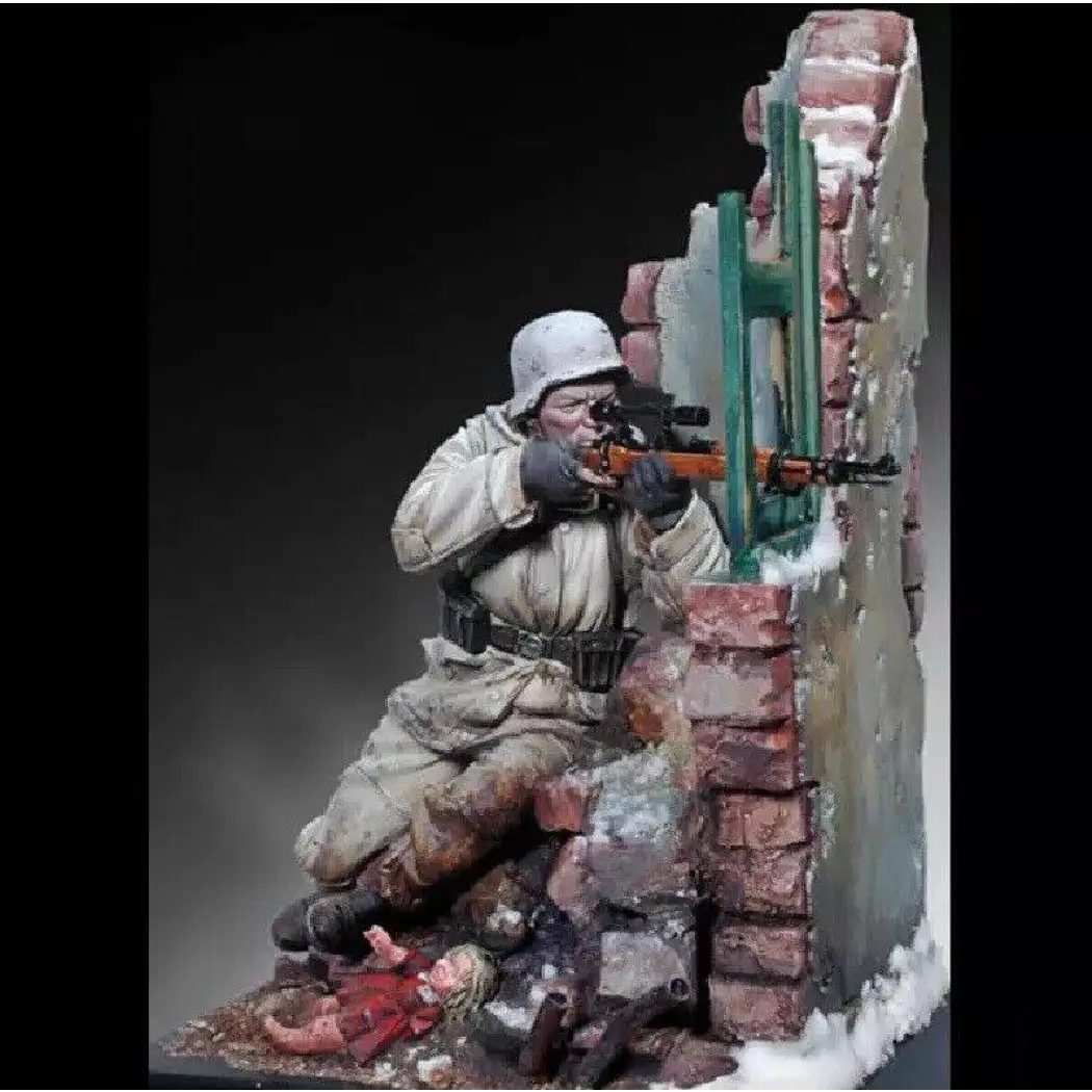 1/20 90mm Resin Model Kit German Sniper 1944 with Base WW2 Unpainted - Model-Fan-Store